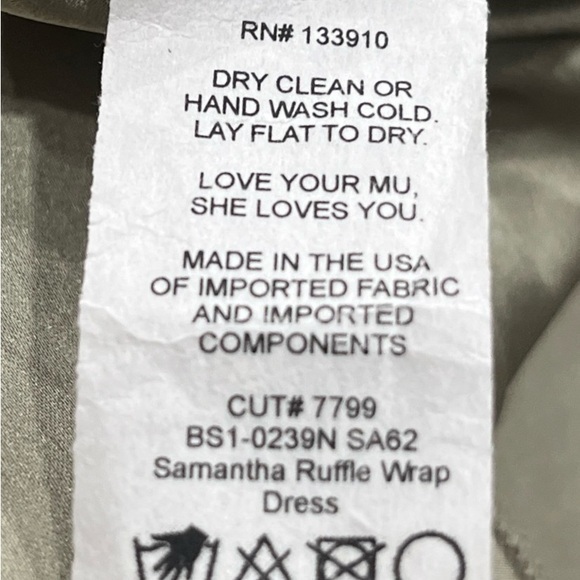 Show Me Your Mumu Samantha Ruffle Wrap Dress‎ Moss Green Sz Medium No Belt Read - Picture 13 of 13